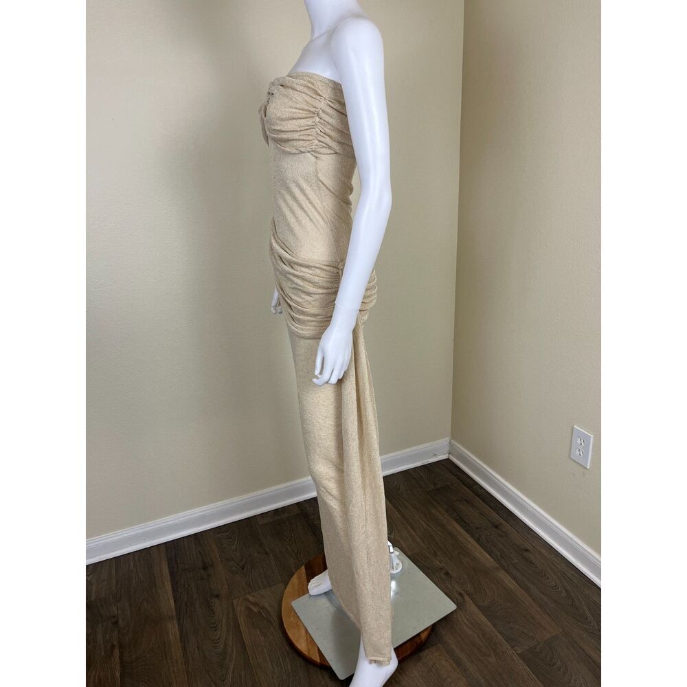 Meshki Strapless Ruched Maxi Dress in Beige - Picture 15 of 15